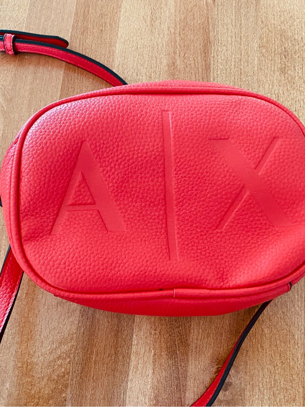 Armani Exchange Vibrant Red Pebbled Leather Crossbody